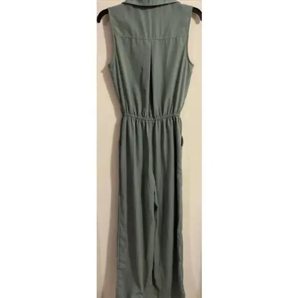 Bebop Womens Small Green Elastic Waist Pant Style Sleeveless Jumpsuit! A1388 - Picture 3 of 9